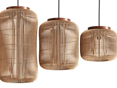 Natural Rattan Lamp by dBodhi Barrel 3D model