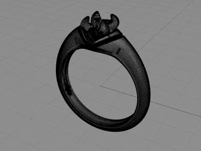 D-0725 engagement ring in rose gold 3D print model