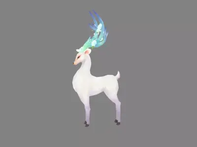 Cartoon White Deer Elf Low-poly 3D model