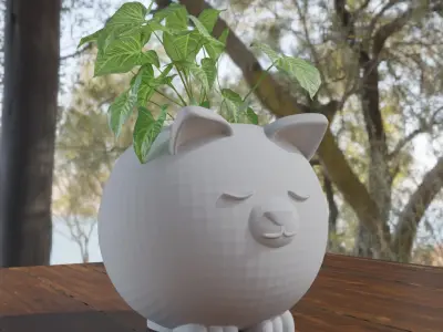 Decoration Flowerpot Cute cat 3D print model