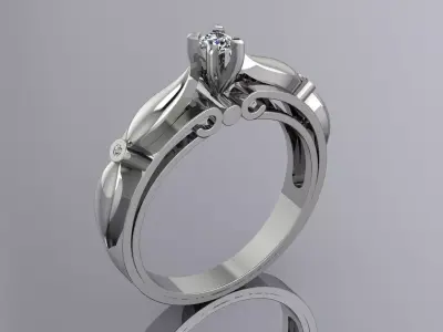 Elegant Diamond Ring Jewelry  Gold 3D print model