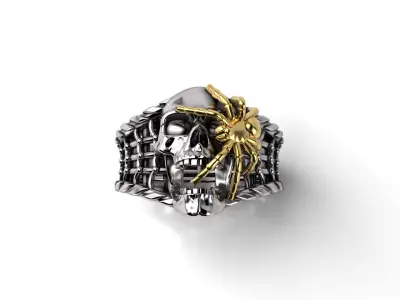 Scull Spider Biker Ring 3D print model