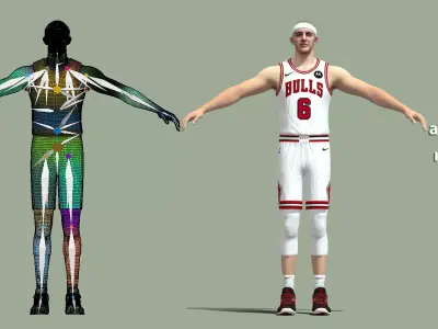 T-Pose rigged Alex Caruso Chicago Bulls 3D model