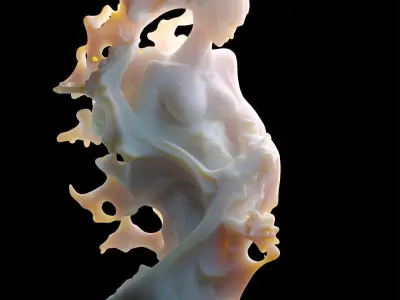 Abstract Ethereal Woman Flowing Spirit Statue 3D print model