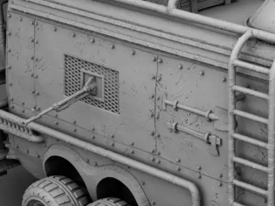 A van with a battering ram 3D print model