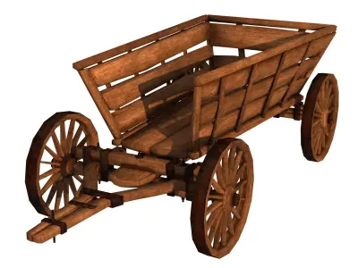 Wooden Cart Free low-poly 3D model