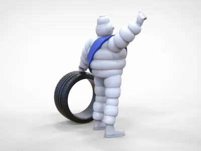 Michelin man with his tire 3D print model