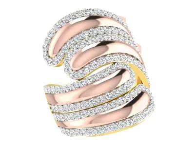 Light Weight ROSE Gold Diamond Ring  -DDS RN 215 3D print model