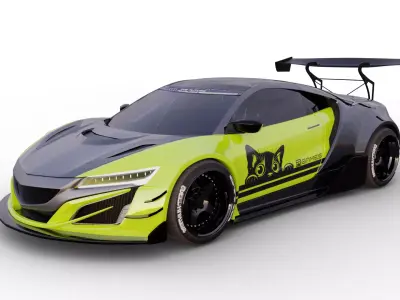 Acura NSX GT3 white body kit Low-poly 3D model