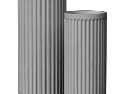 Decorative Fluted Tall Outdoor Vase Urn Pot Set Collection 3D model