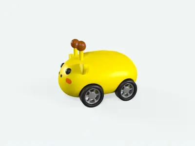 Cartoon Giraffe Car Cute Low-poly 3D model