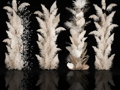 Art Installation Of Dry Branches Dried Flowers 3D model