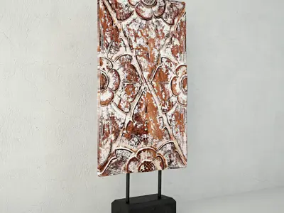 Bali Hand Carved Wood Sculpture Relief Panel 3D model