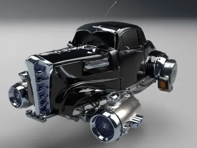 Futuristic Retro Car Low Poly 3D model