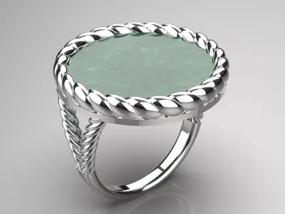 Round stone STL 3D ring with Braided Shank model gr0088 3D print model