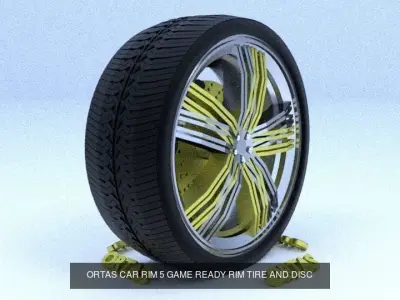 ORTAS CAR RIM 5 AND 6 GAME READY RIM TIRE AND DISC 3D Model Pack