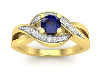 AV 591 Diamond Ladies Swirl Split Shank Bridal Promise Ring 3D print model