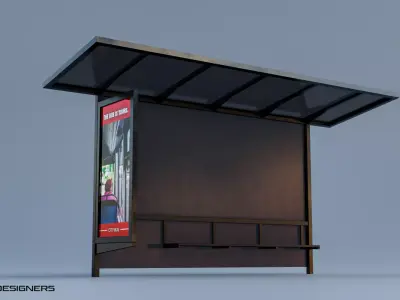 Bus Stop PBR Low Poly 3D Model Low-poly 3D model