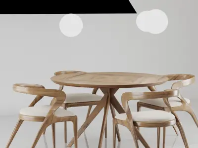 Dinning chair and table set9 3D model
