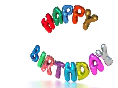 HAPPY BIRTHDAY COLOR BALLOONS Low-poly 3D model