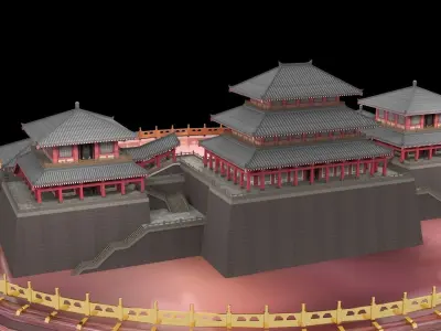Chinese palace Low-poly 3D model
