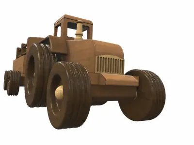 Wooden tractor and trailer toy 1 Free 3D model