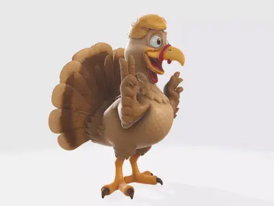 Funny Cartoon Turkey with Hair 3D Print Model 3D print model