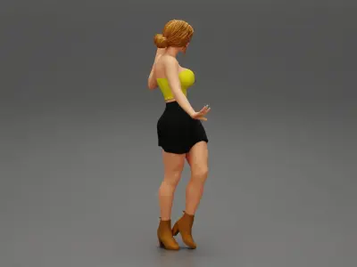 Pretty girl wearing a mini skirt and boots 3D print model