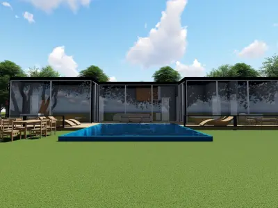 House design with pool 3D model
