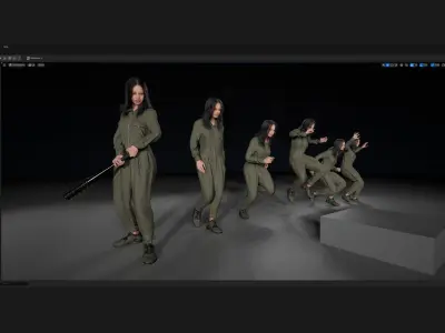 Woman in Overall 2 - Modular - Rigged Low-poly 3D model