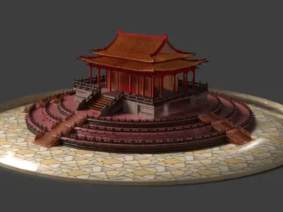 Chinese ancient palace  Low-poly 3D model