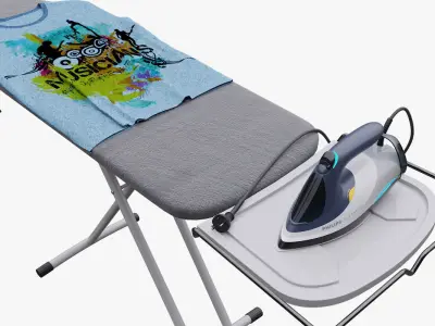 iron and ironing board 3D model