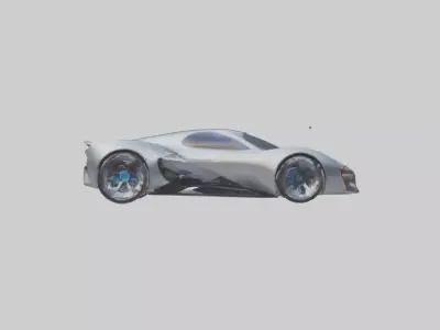 Concept Car with Futuristic Wheel Design model 3D model