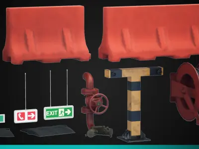 Parking Assets game Ready for Unity and Unreal Engine Low-poly 3D model