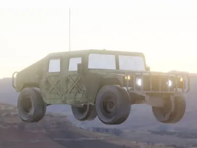 war green low-poly Humvee ORM for unreal UE Low-poly 3D model