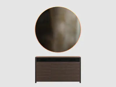 Round Mirror and Sideboard 1303 3D model