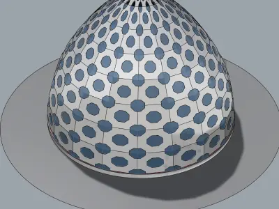 Dome pointed with octagonal pattern panels with glass Low-poly 3D model
