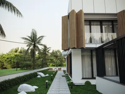 modern villa exterior 3ds max render  Low-poly 3D model