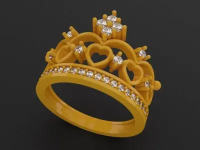 Princess Crown Rings Set 1 3D print model