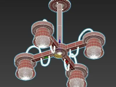 liustra four light chandelier wood 3D model