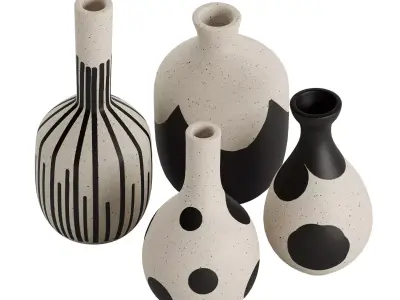 Beige and black ceramic vases 3D model