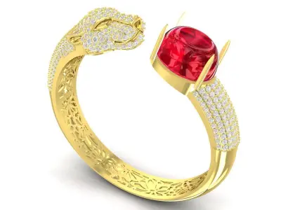 Luxury Open Band Ruby Ring 3D Jewelry Model for Women  3341 3D print model