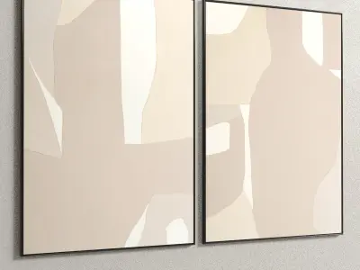 Plaster Two Photo Frame E-41 Low-poly 3D model