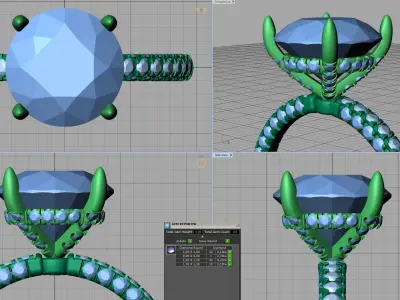 9mm Stone Engagement ring French pave setting  3D print model