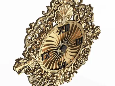 Classic Wall Clock 010 Gold Low-poly 3D model