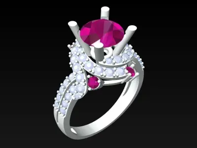 Diamond Ring - Womens Rings - N3320 3D print model