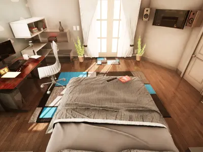 Small Bedroom  Furniture Package  80 Variations Low-poly 3D model