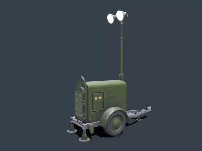 Trailer Light Tower Generator Low-poly PBR Low-poly 3D model