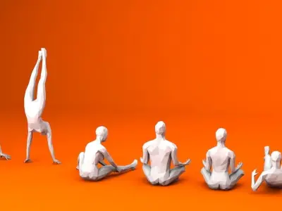 6 Training Lowpoly People Minimalist Low-poly 3D model