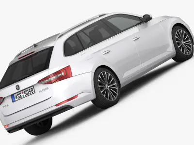 Skoda Superb Kombi 2016 detailed interior 3D model